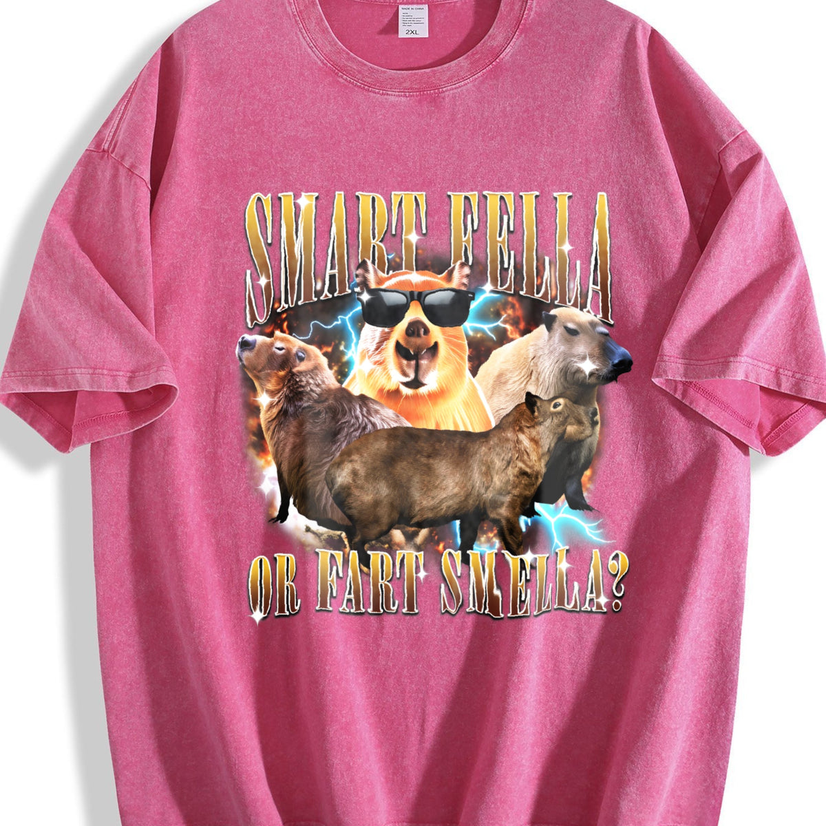Smart Fella Or Fart Smella 90s Vintage Washed T-Shirt product image 7