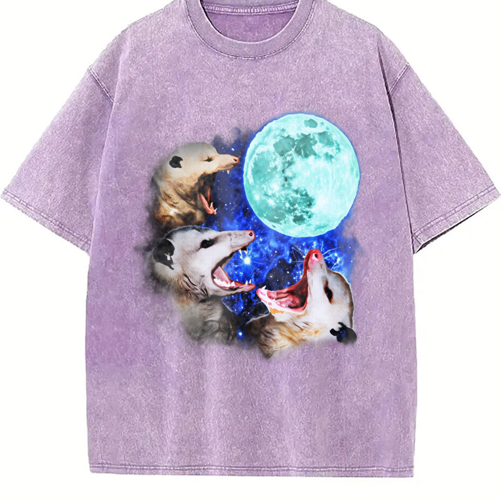 Three Possums Howling At Moon Vinatge Vintage Washed T-Shirt product image 6