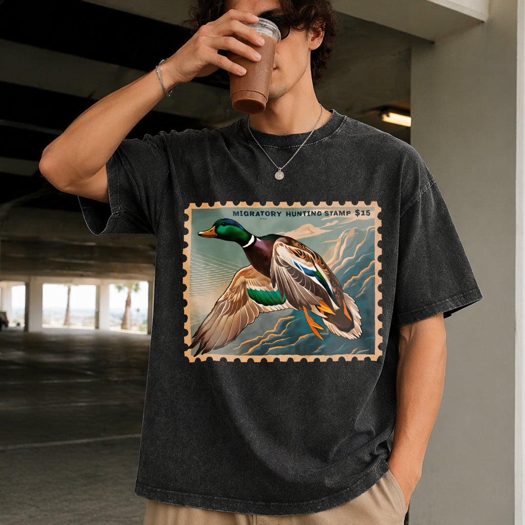 Waterfowl Stamp Art Vintage Washed T-Shirt product image 2