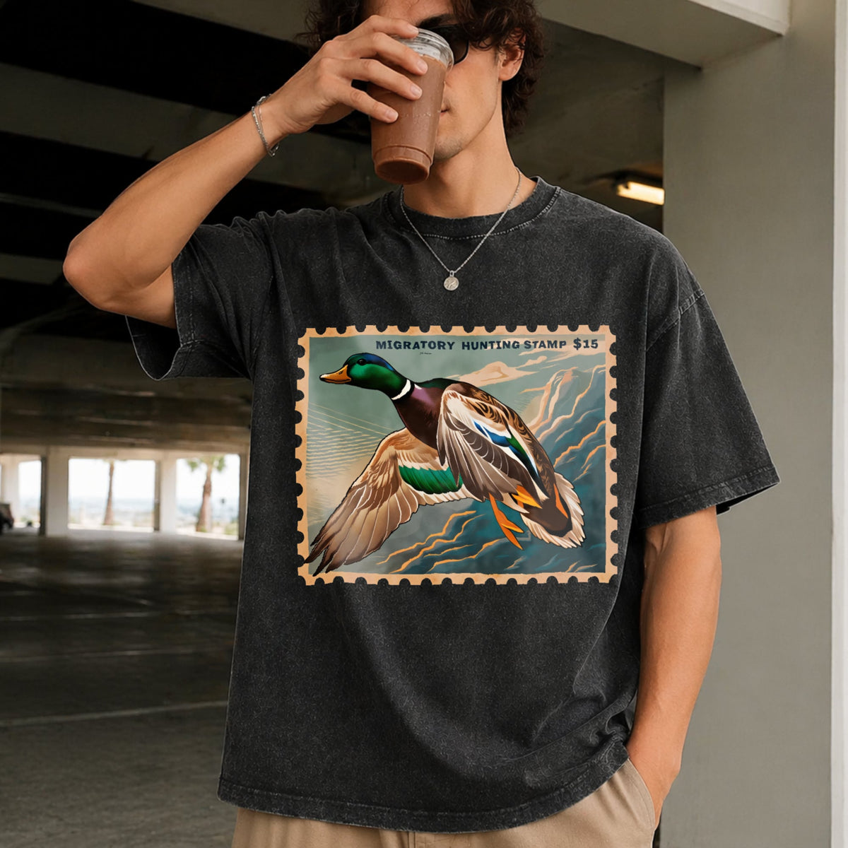 Waterfowl Stamp Art Vintage Washed T-Shirt product image 2