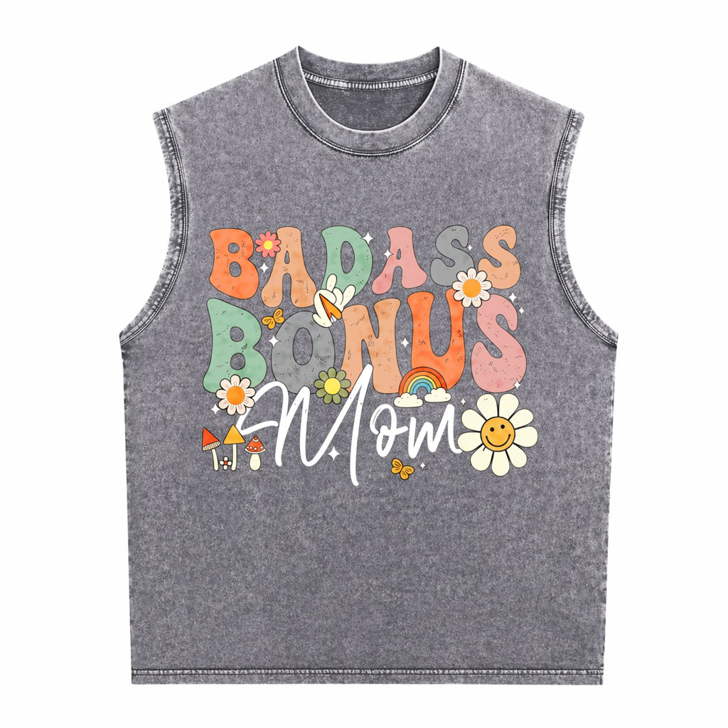 Badass Bonus Mom - Funny Stepmom Men's Washed Tank Top