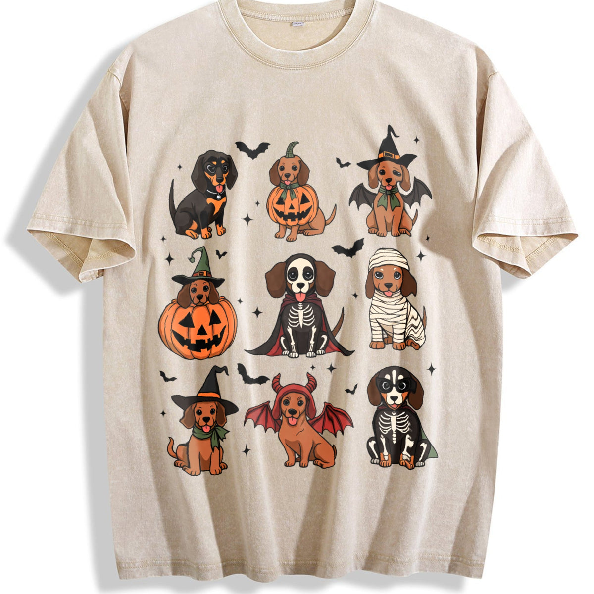 Halloween Dachshund Vintage Washed T-Shirt product image 1