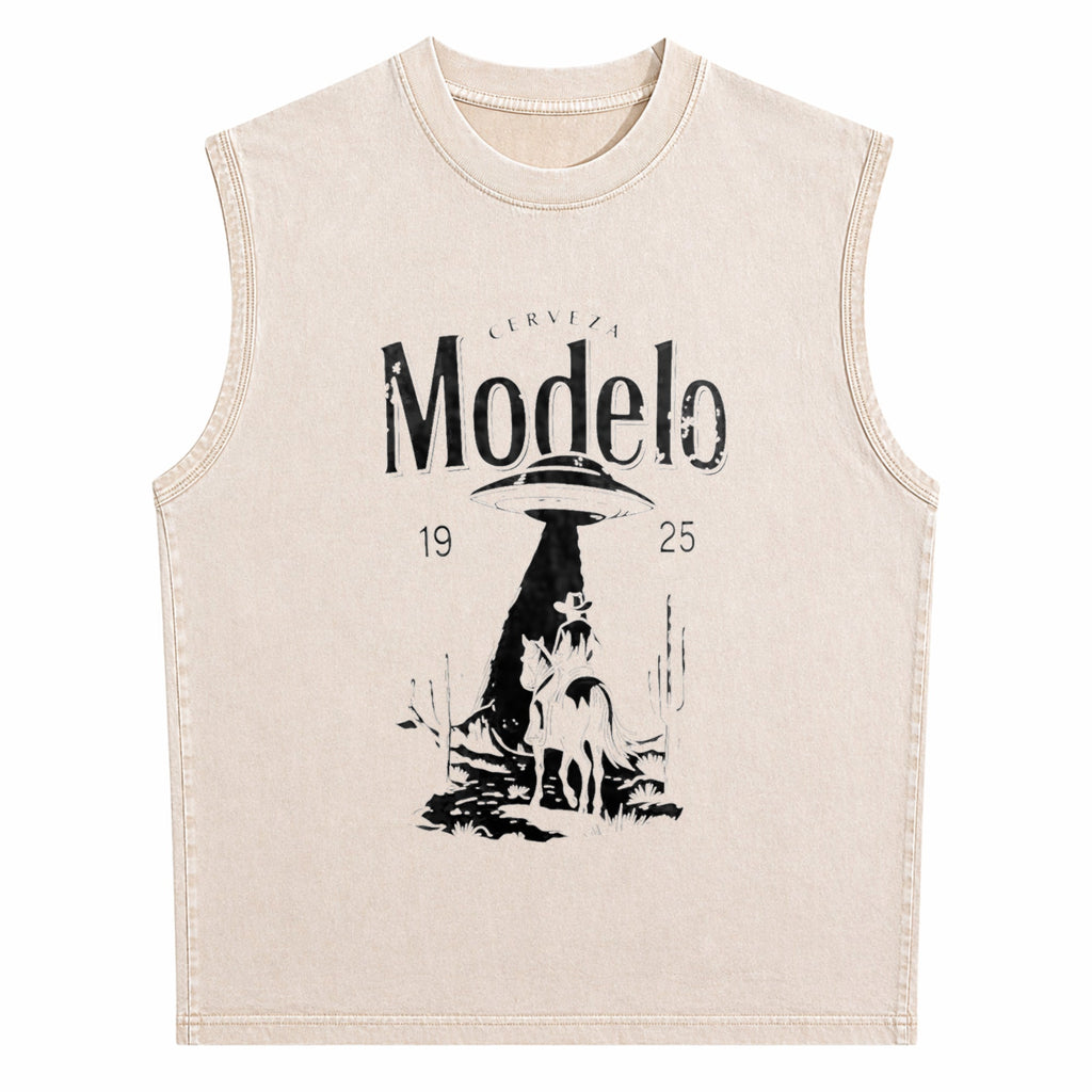 It's Time For A Beer Fun Beer Short-sleeved Men's Washed Tank Top