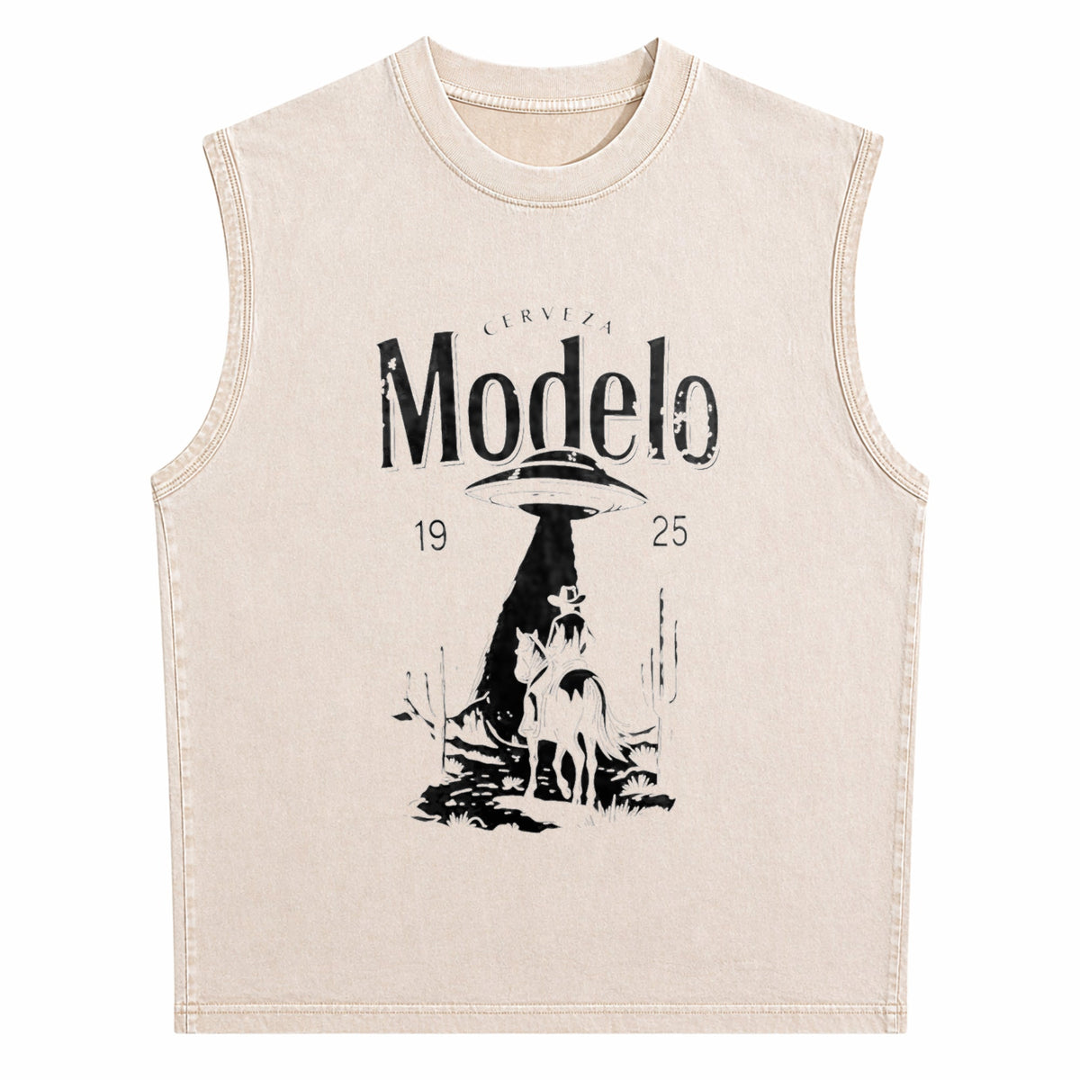 It's Time For A Beer Fun Beer Short-sleeved Men's Washed Tank Top