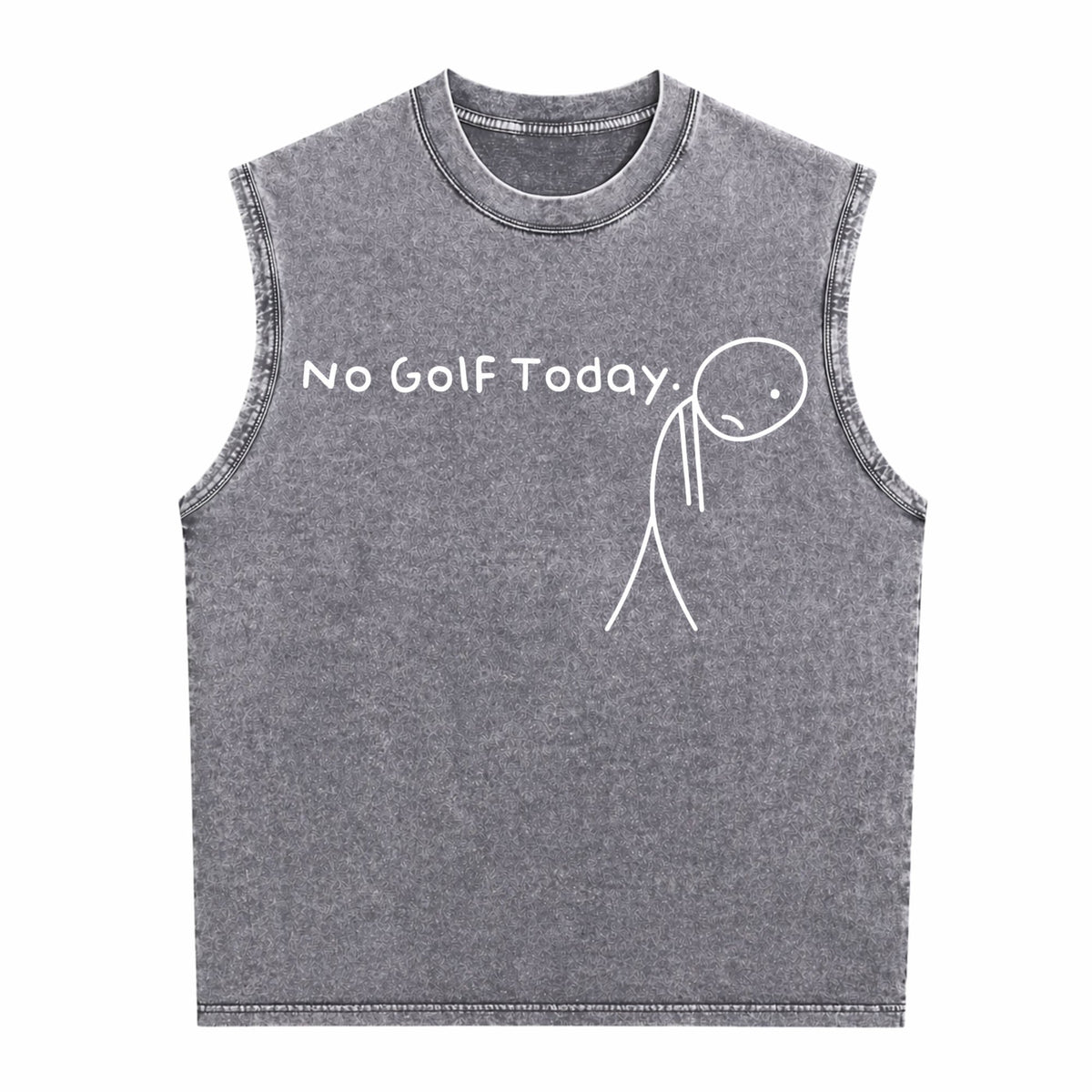 No Golf Today Funny Sad Stickman Golfer Golfers Men's Washed Tank Top