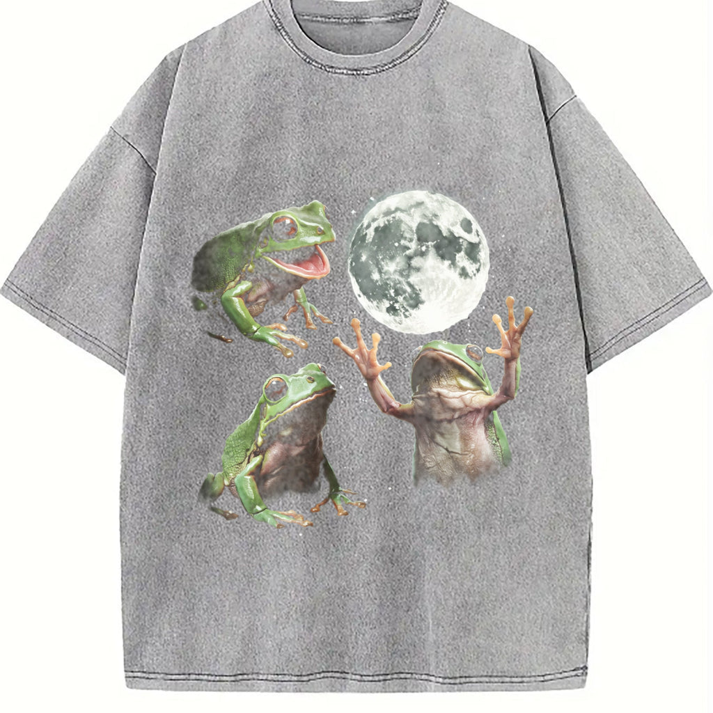 Frog Howling At Moon 90s Vintage Washed T-Shirt product image 5
