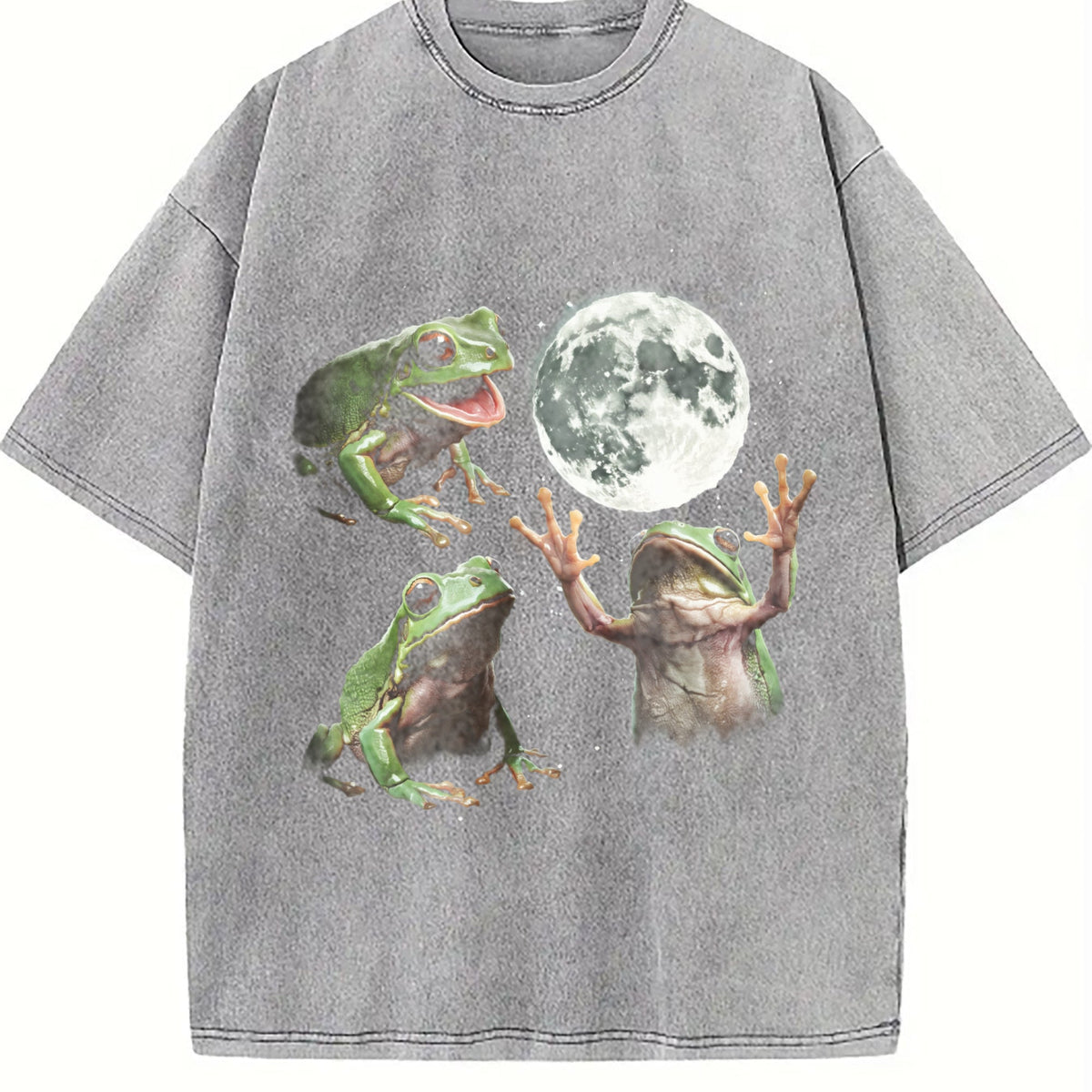 Frog Howling At Moon 90s Vintage Washed T-Shirt product image 5