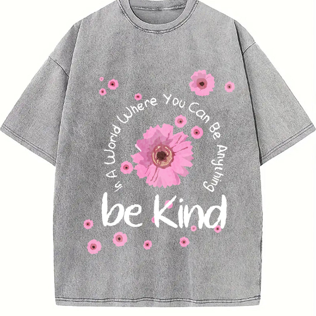 Fun Pink Floral Washable Vintage Washed T-Shirt product image 4