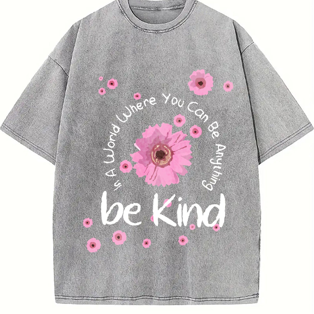 Fun Pink Floral Washable Vintage Washed T-Shirt product image 4