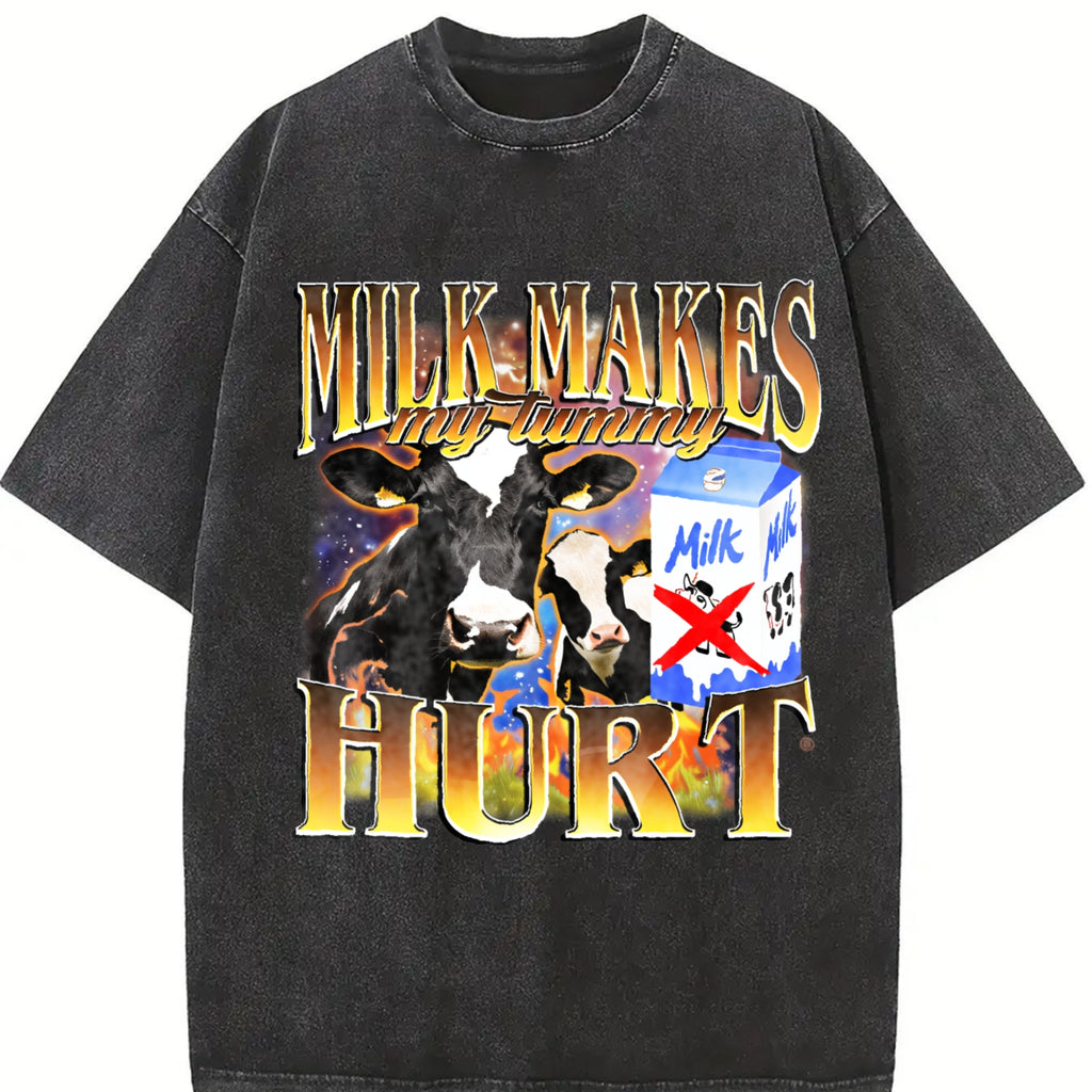 Milk Makes My Tummy Hurt Bootleg Vintage Washed T-Shirt product image 2