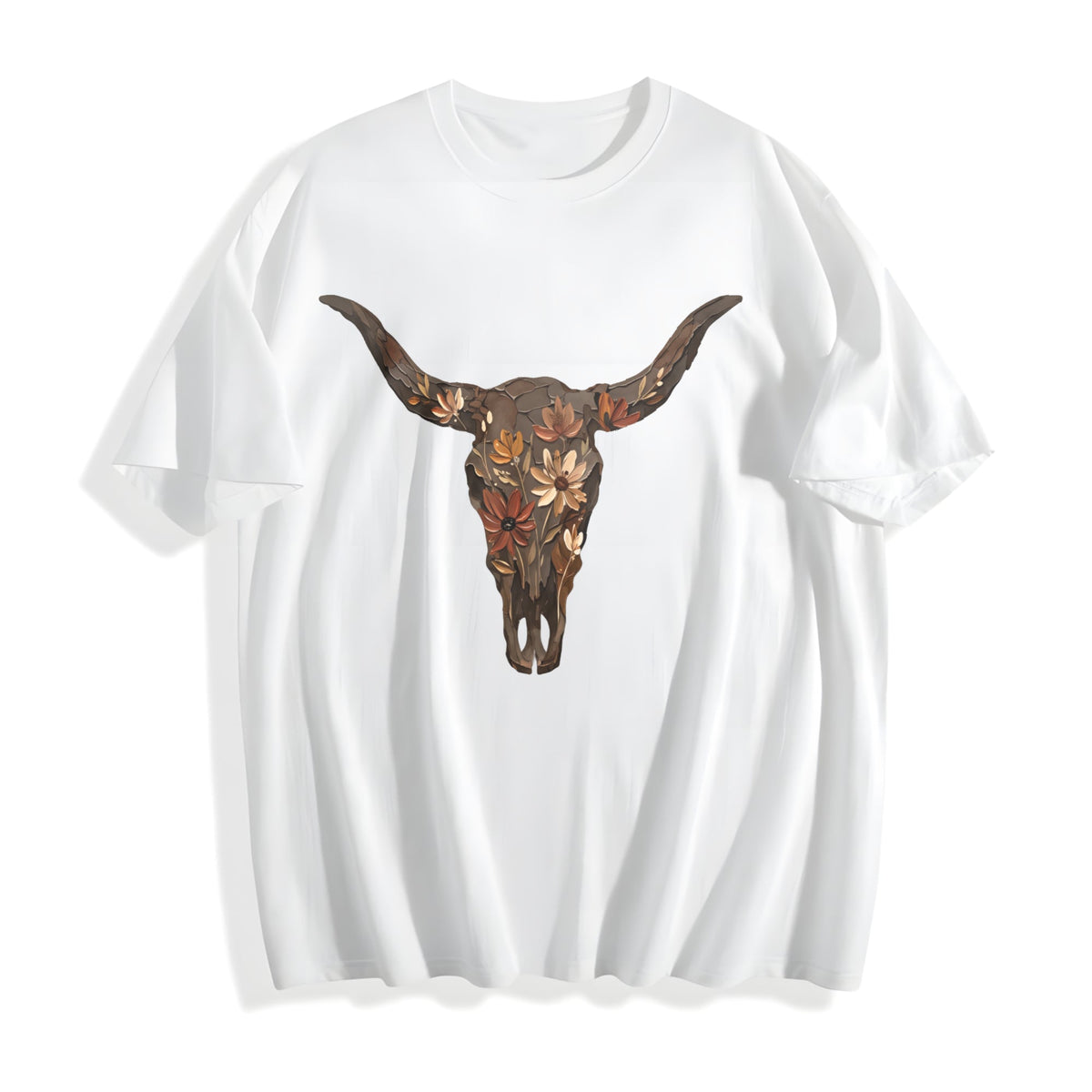 Brushstroke Floral Western Cow Skull Cowboy Punchy Cotton product image 2