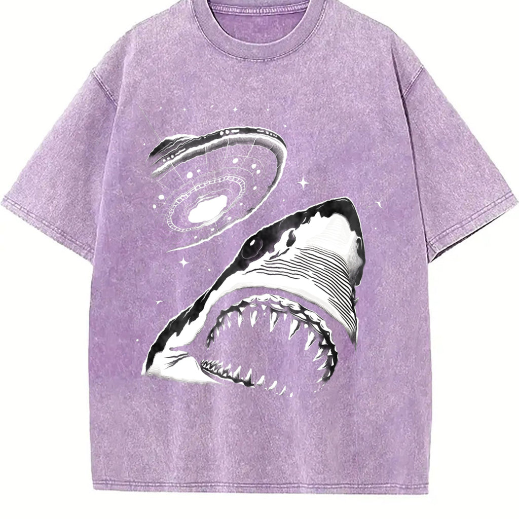 Shark Selfie With UFO 90s Vintage Washed T-Shirt product image 6