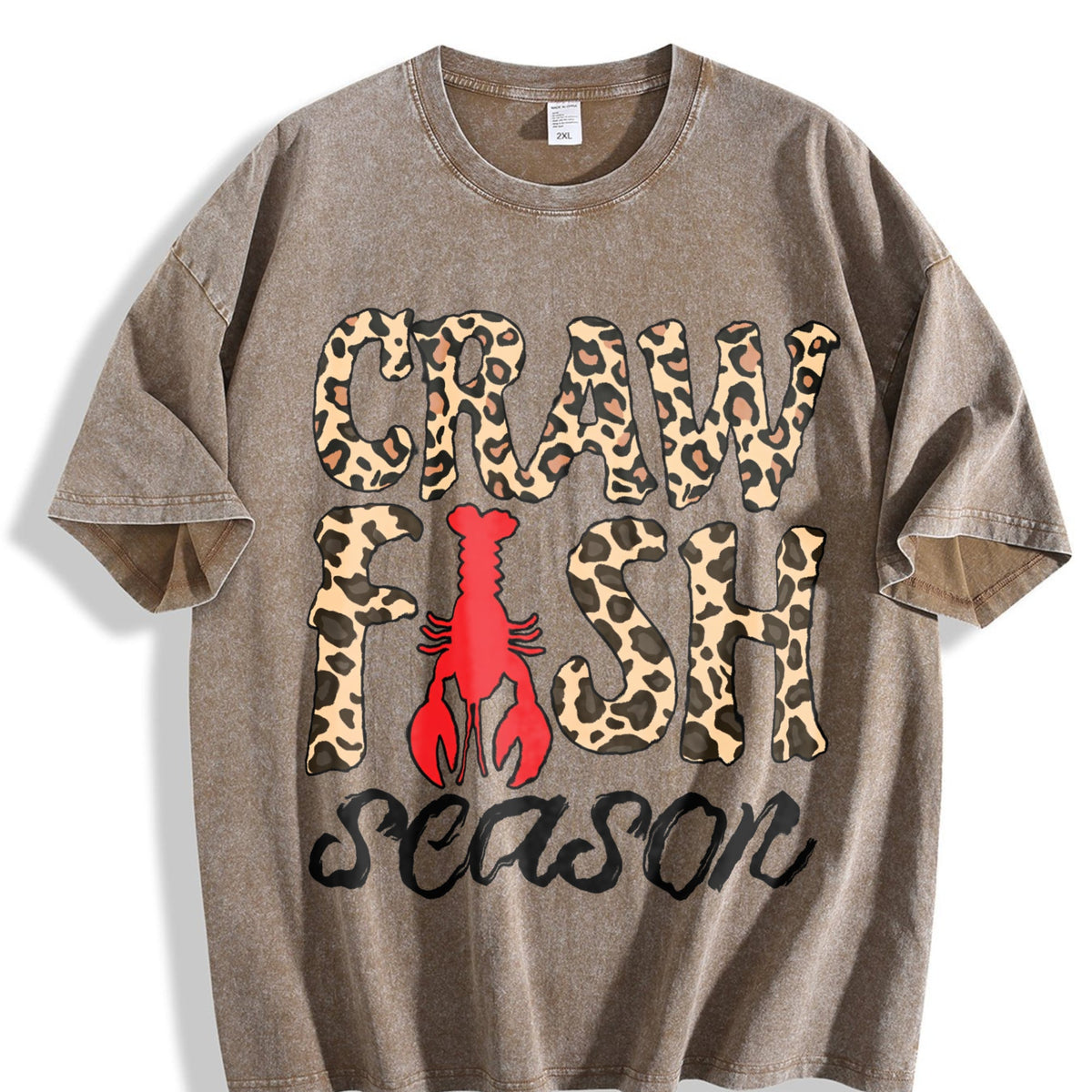 Leopard Crawfish Season Vintage Washed T-Shirt product image 3