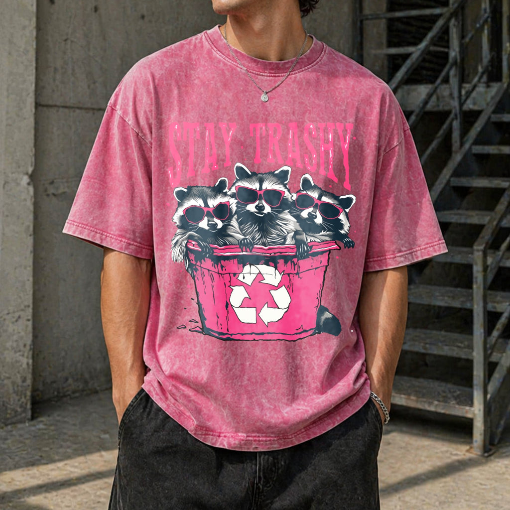 Stay Trashy - Black With Pink Raccoon & Bin Vintage Washed product image 7