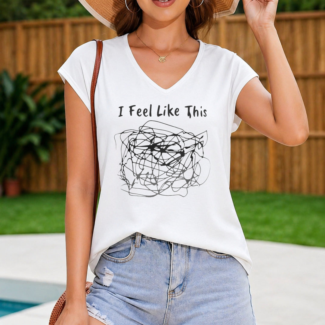 I Feel Like This Scribble Regular Vacation - Fun Women's V-Neck Tank Top