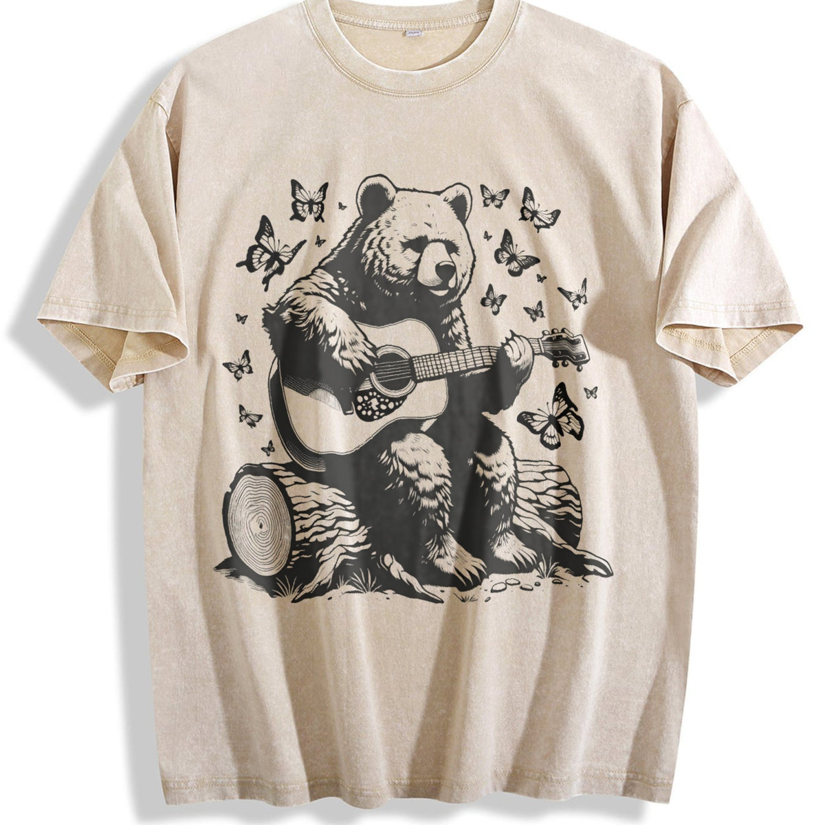 Bear Playing Guitar Vintage Washed T-Shirt product image 1
