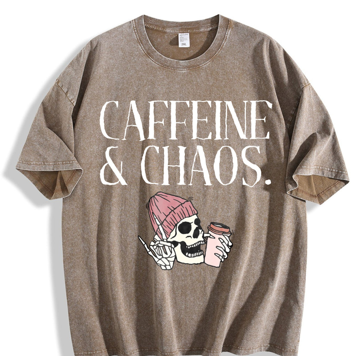 Caffeine And Chaos Aesthetic Vintage Washed T-Shirt product image 3
