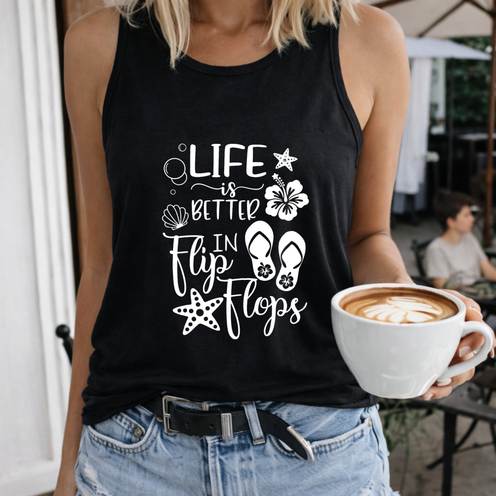 Life Is Better In Flip Flops Shell Starfish Tank Women's Tank Top