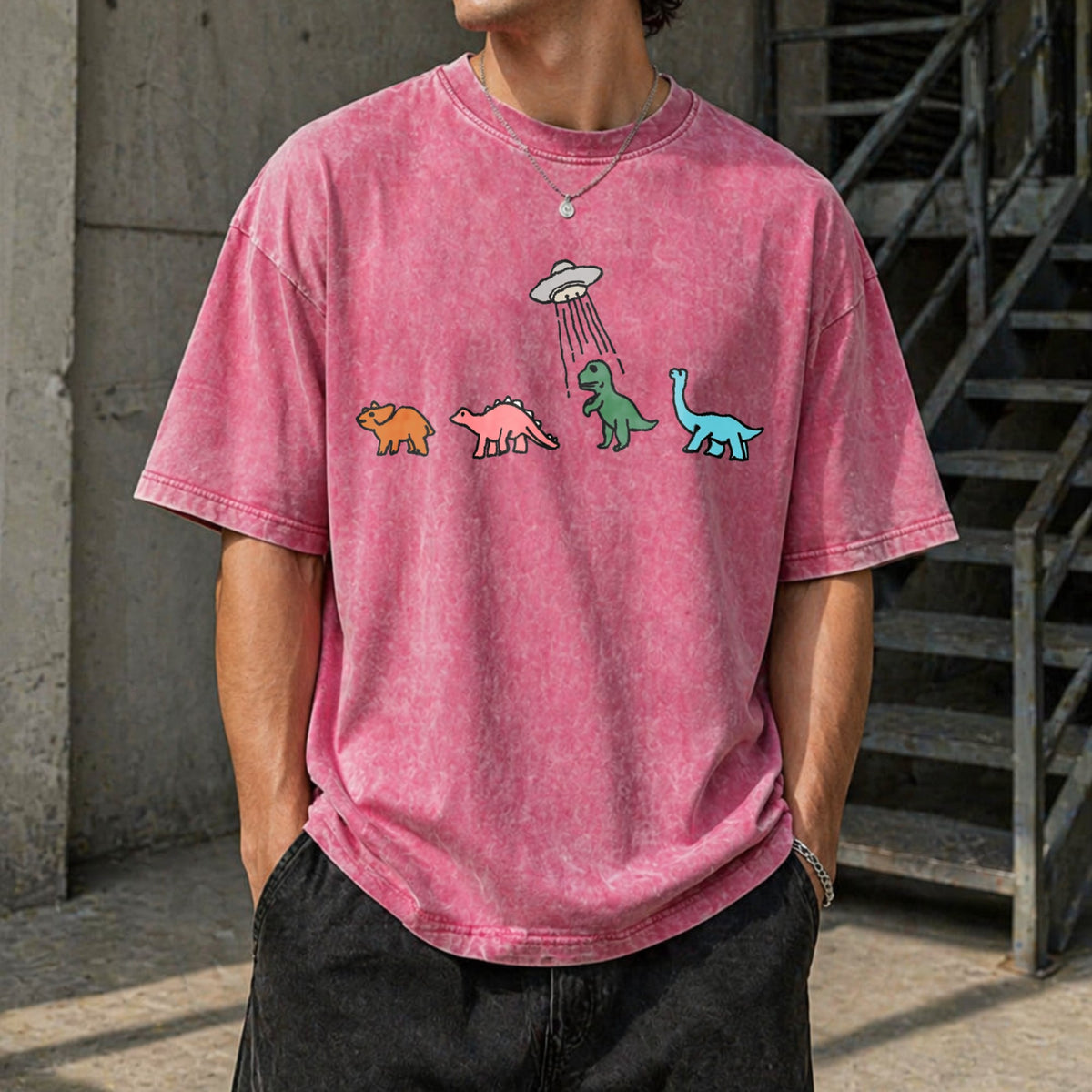 UFO Dinosaur Vintage Washed T-Shirt product image 7