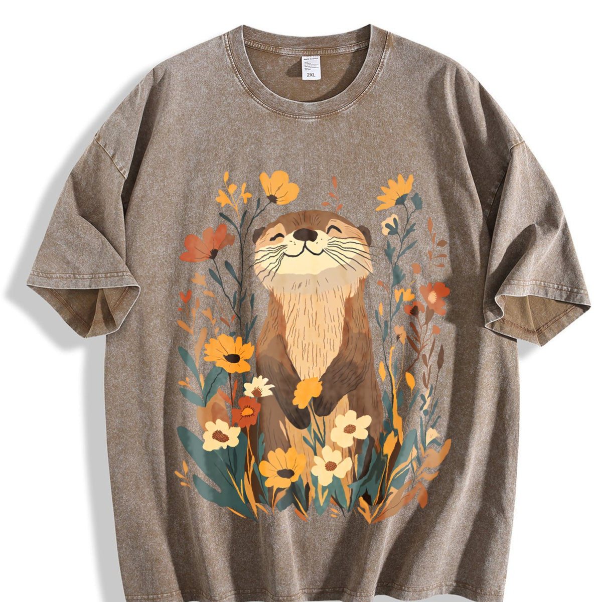 Botanical Otter & Plants Vintage Washed T-Shirt product image 3