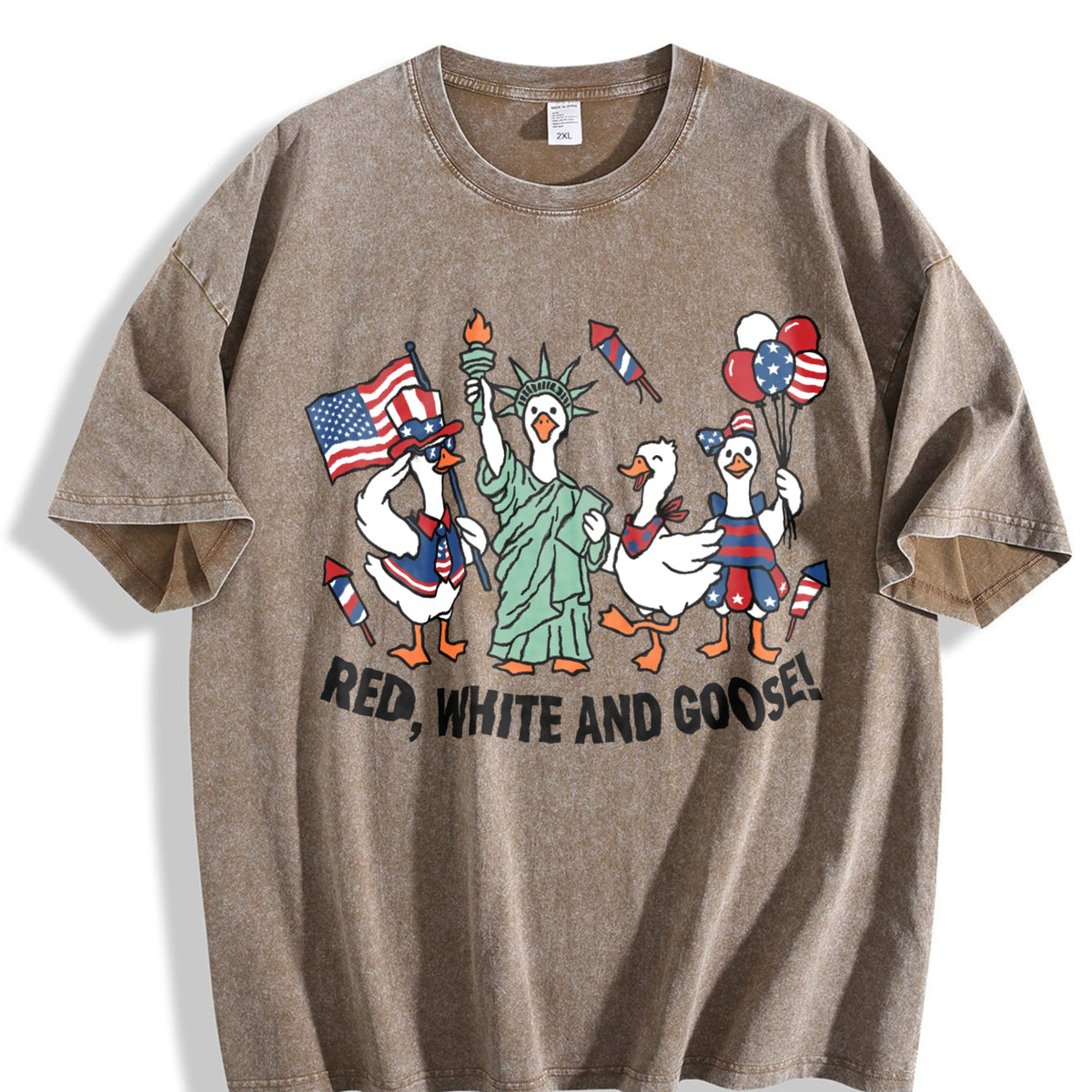 Red White And Goose Vintage Washed T-Shirt product image 3
