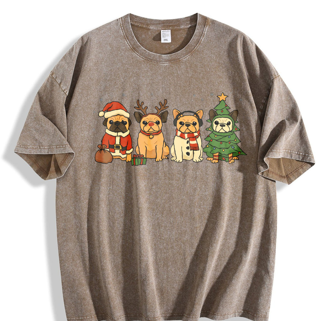 Christmas French Bulldog Vintage Washed T-Shirt product image 3