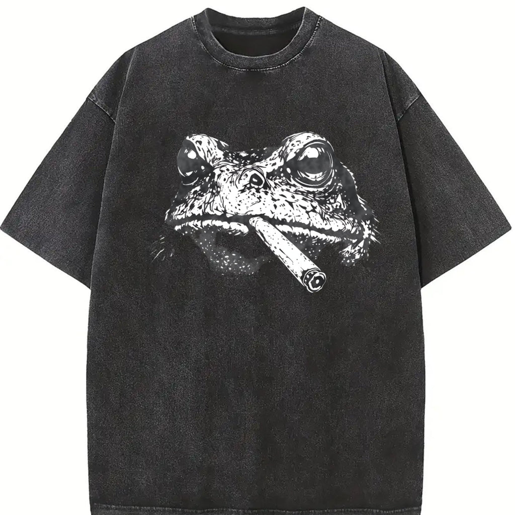 Smoking Frog Meme Vintage Washed T-Shirt product image 2