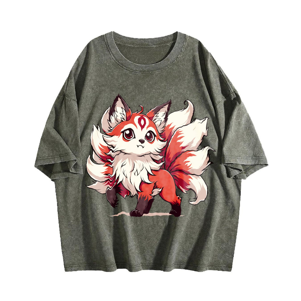 Summer A Red And White Nine-tailed Fox Vintage Washed product image 4