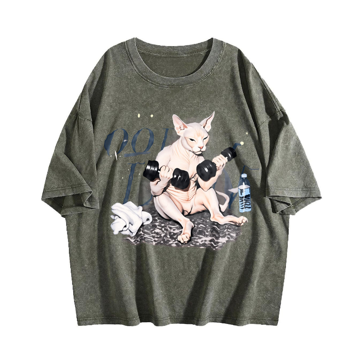 Sphynx Cat Workout Vintage Washed T-Shirt product image 4