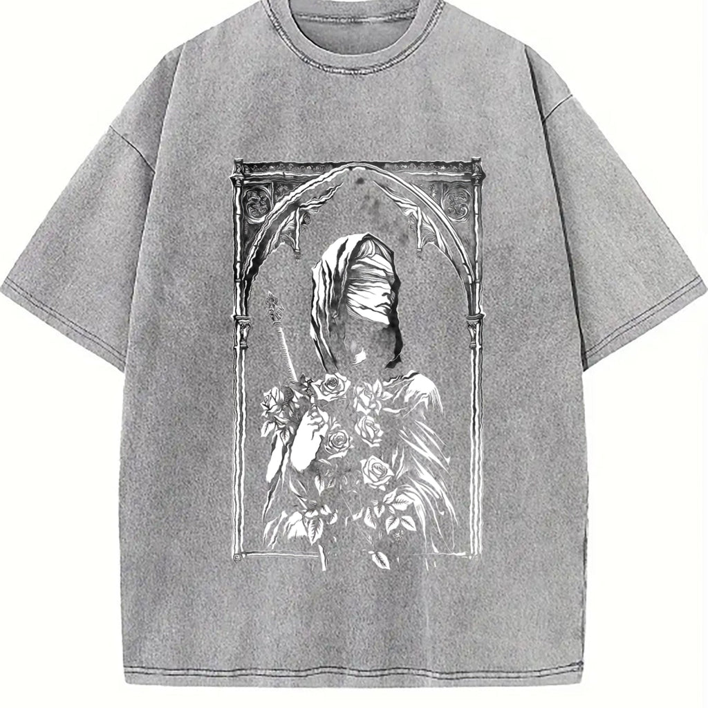 Gothic Portrait Frame Vintage Washed T-Shirt product image 4