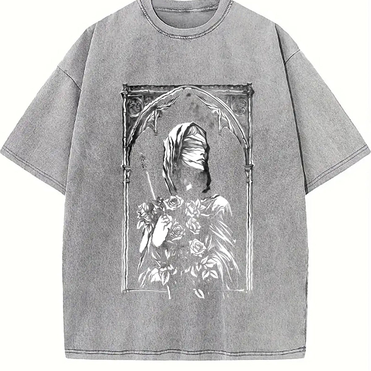 Gothic Portrait Frame Vintage Washed T-Shirt product image 4