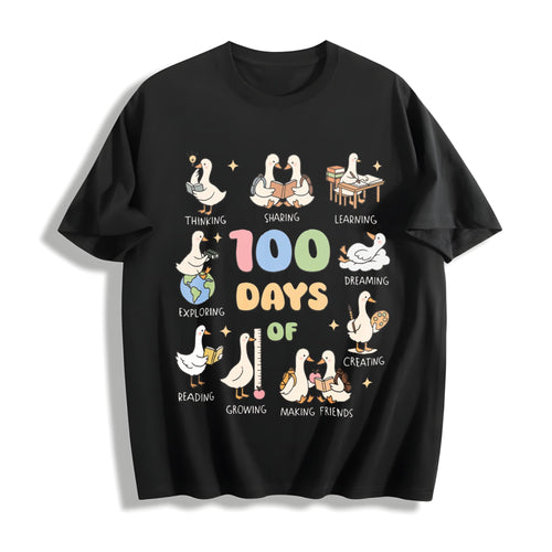 100 Days Of School Goose Teacher Cotton T-Shirt product image 1