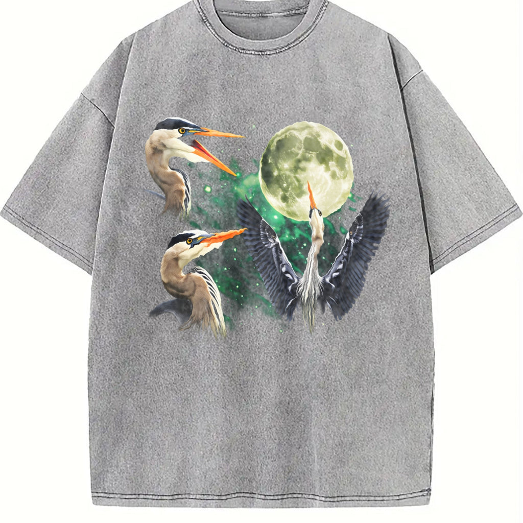 Great Blue Heron Moon Vintage Washed T-Shirt product image 5