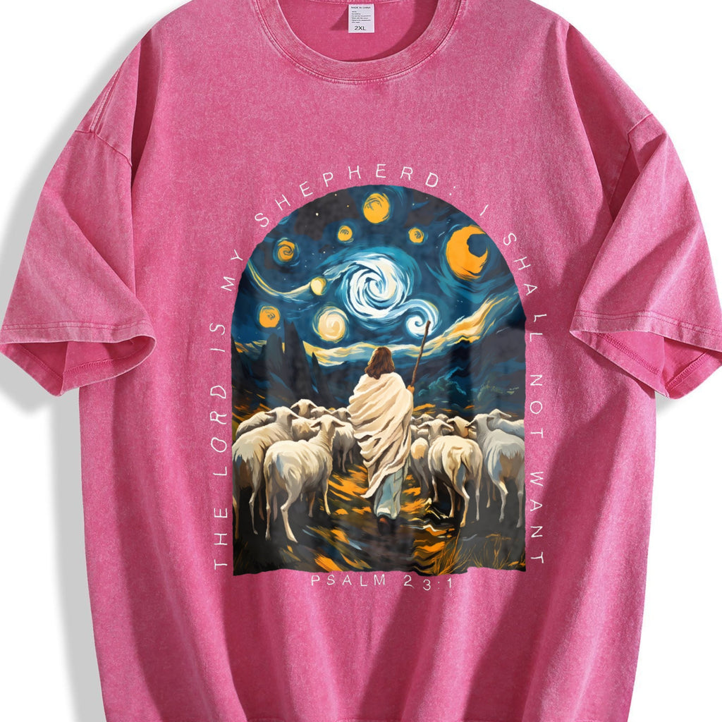 Shepherd and Sheep under a Starry Night Vintage Washed product image 7