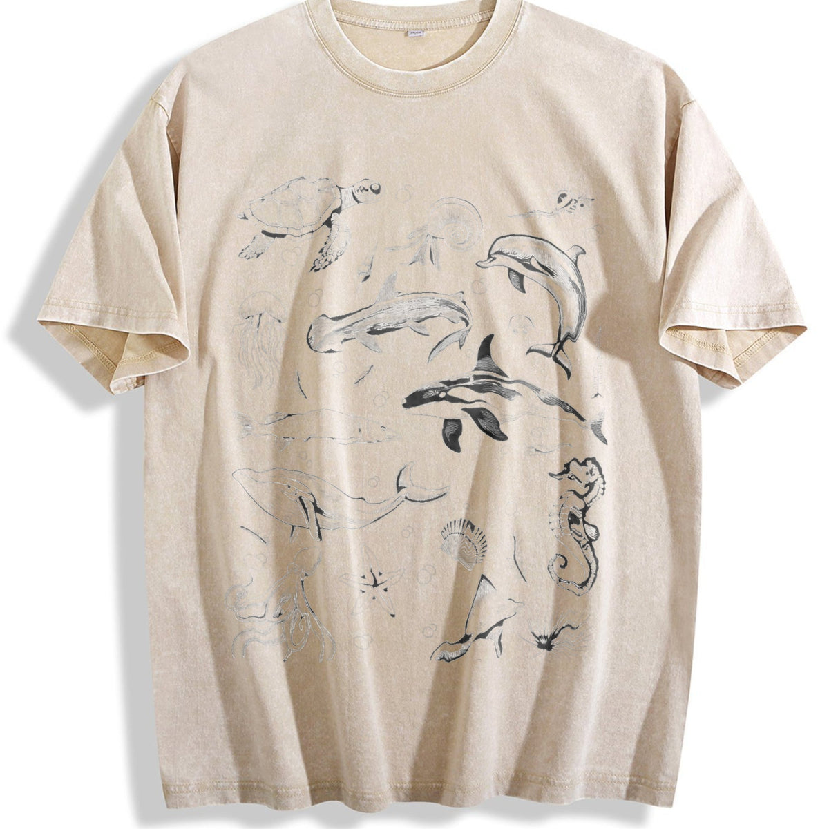 Sea Animals 90s Vintage Washed T-Shirt product image 1