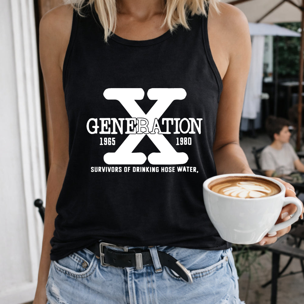 Bright Pink Generation X Letter Racer - Mid-stretch Women's Tank Top