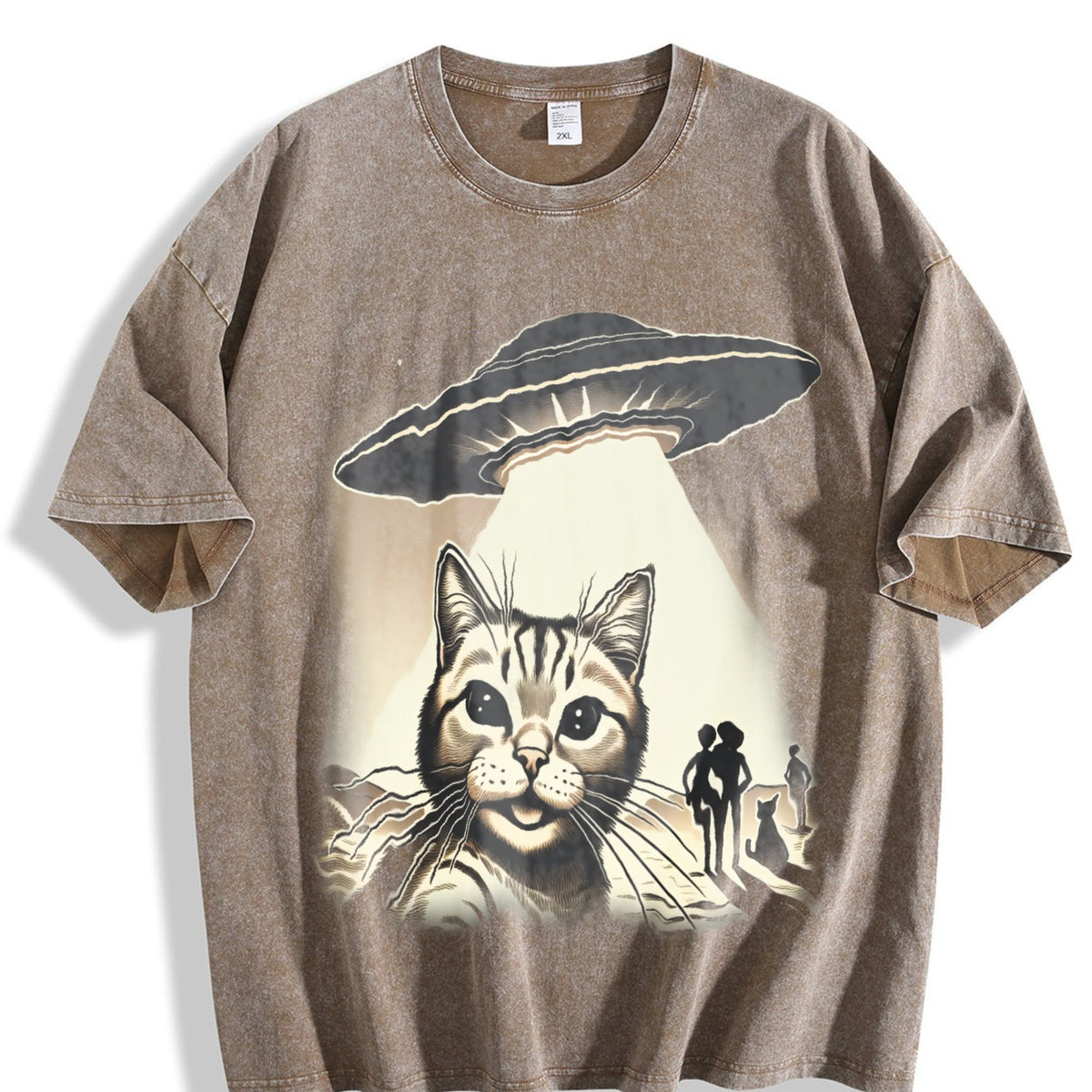 Cat UFO Selfie 90s Vintage Washed T-Shirt product image 3