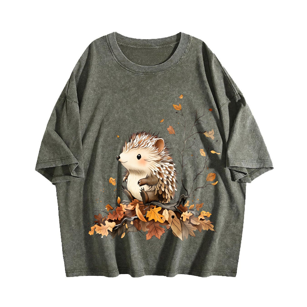 Autumn Little Hedgehog Vintage Washed T-Shirt product image 4