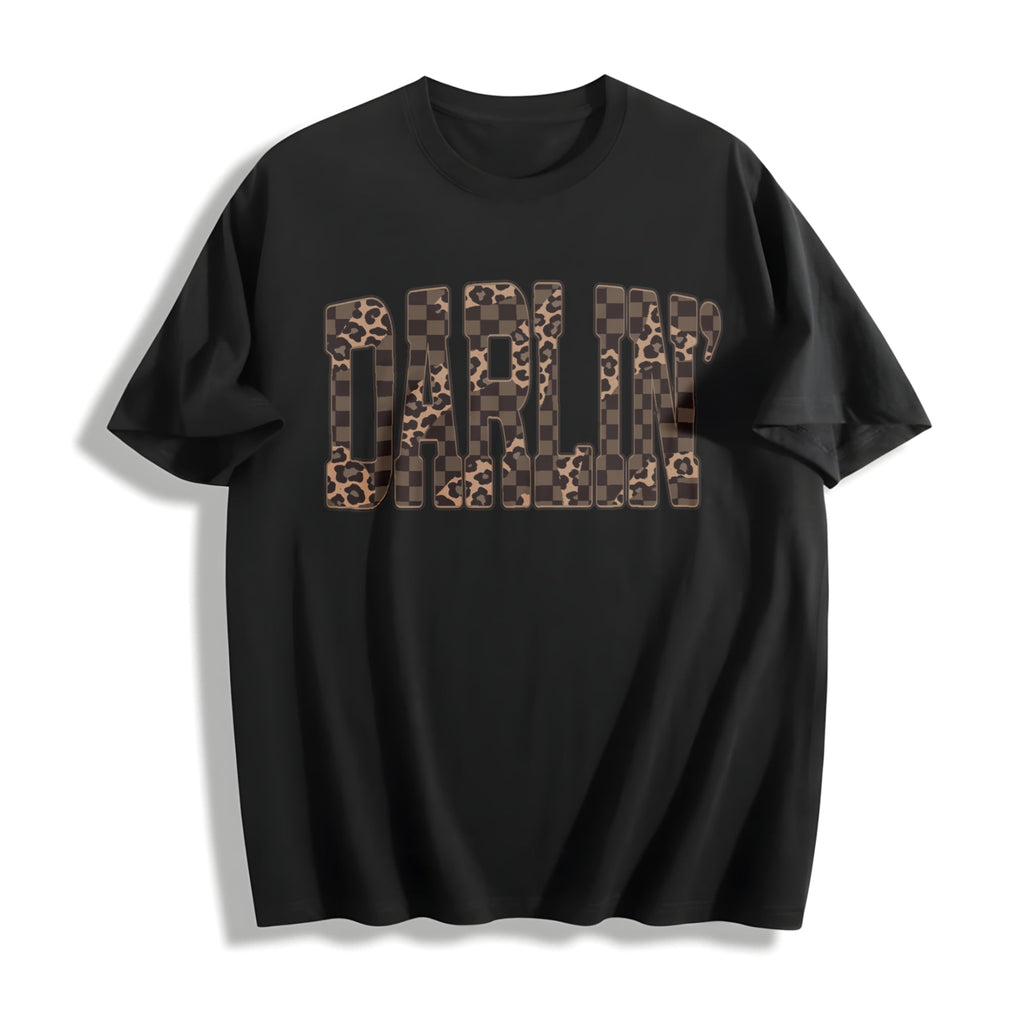 Western Checkered Leopard Cotton T-Shirt product image 1