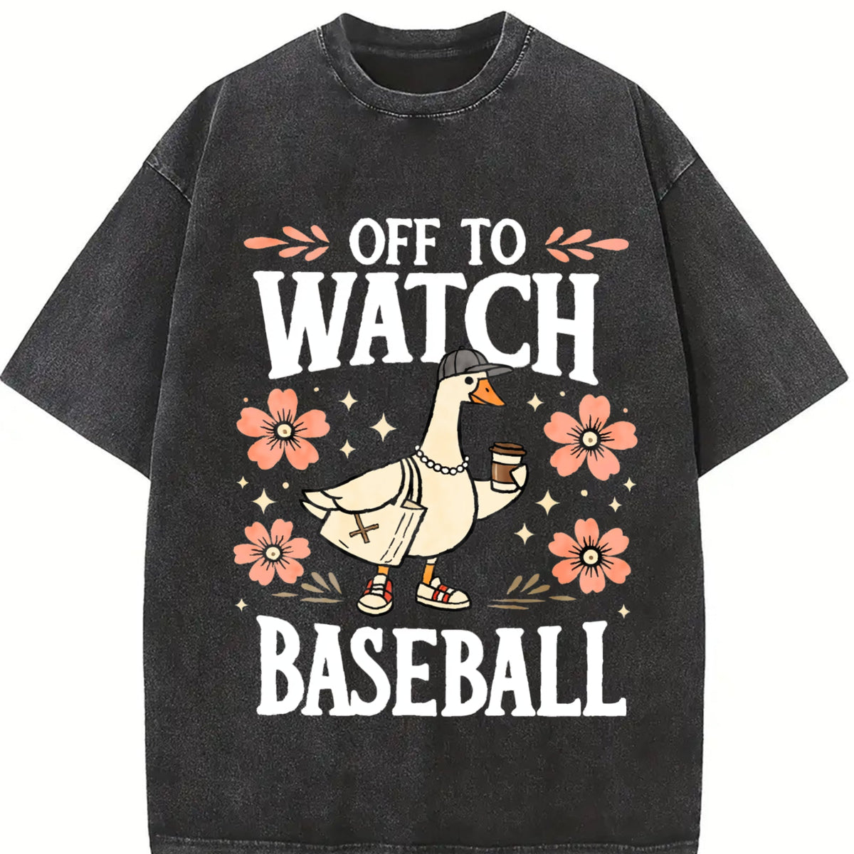 Off To Watch Baseball Goose Funny Silly Vintage Washed product image 2