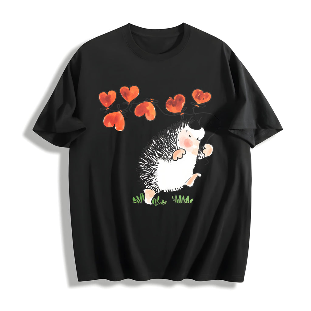 Hedgehog Holding Heart Cotton T-Shirt product image 1