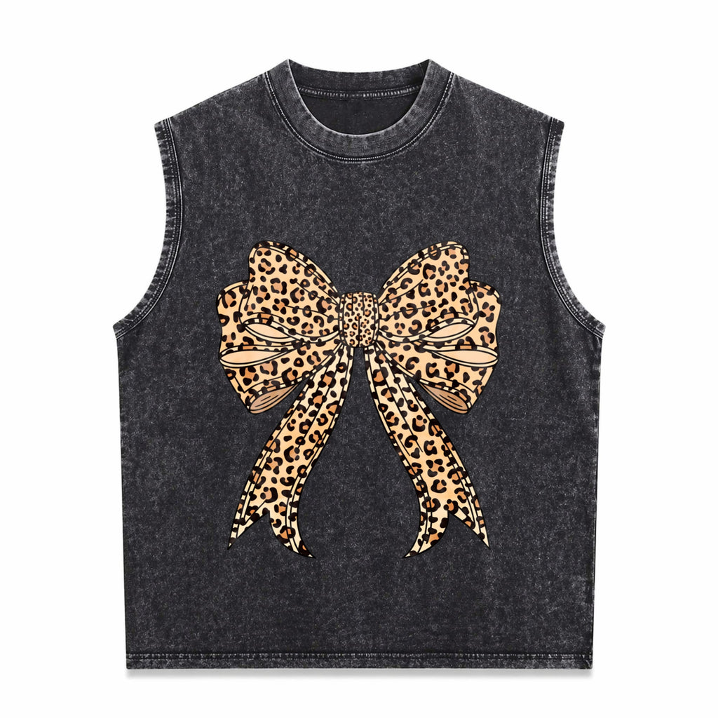 Coquette Bow Leopard For Aesthetic Girly Men's Washed Tank Top