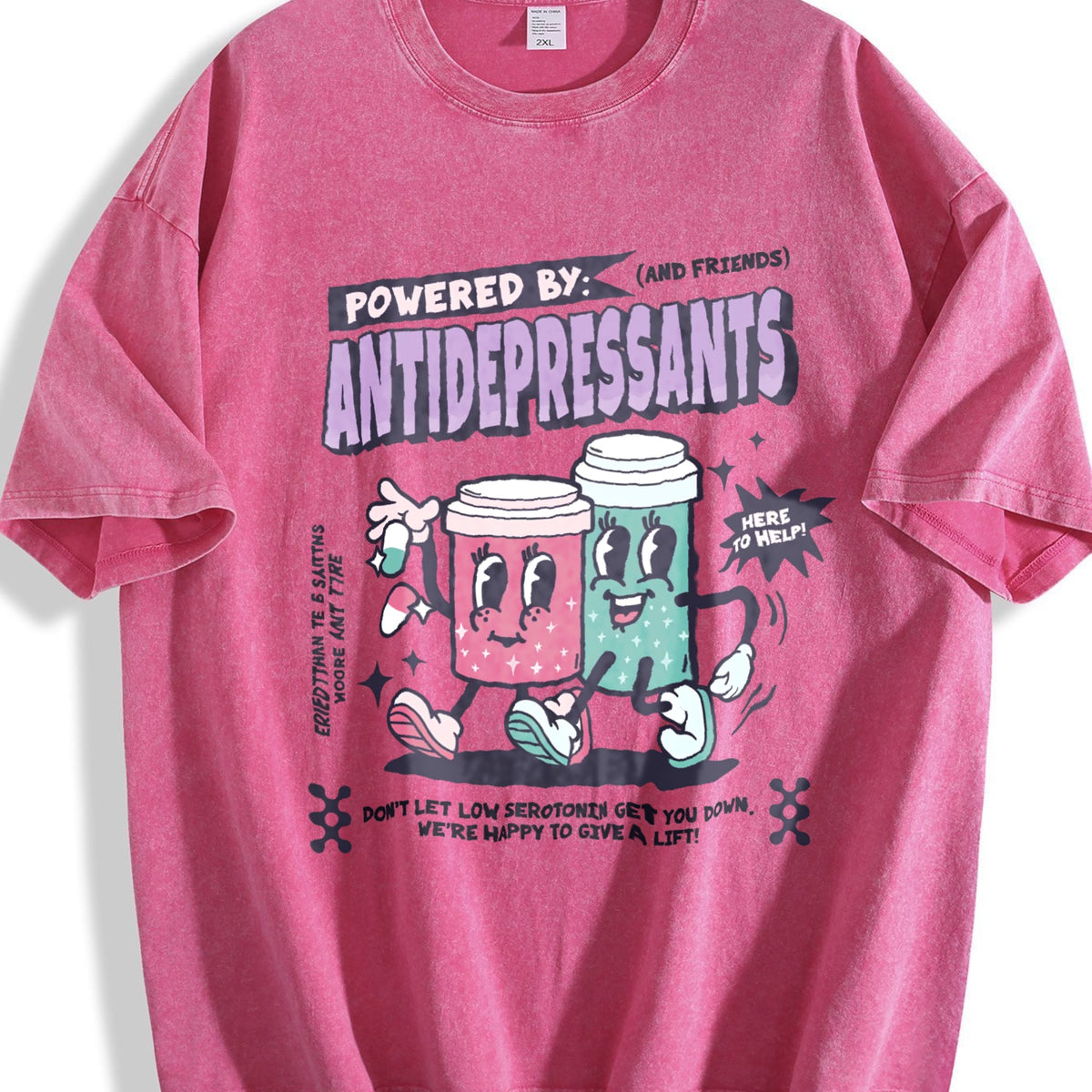 Powered By Antidepressants Vintage Washed T-Shirt product image 5