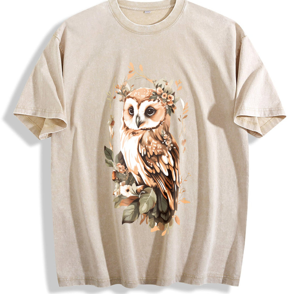 Green Leaf Owl Vintage Washed T-Shirt product image 1