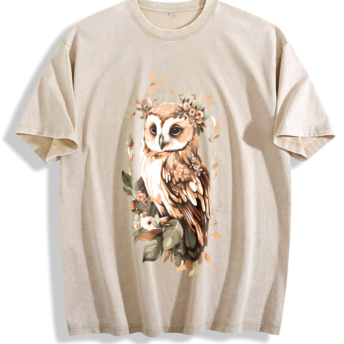 Green Leaf Owl Vintage Washed T-Shirt product image 1