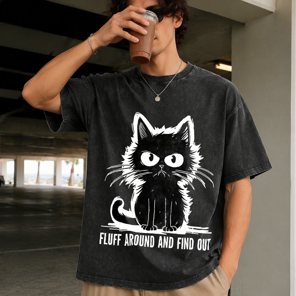 Funny Cat Fluff Around And Find Out Vintage Washed T-Shirt product image 2