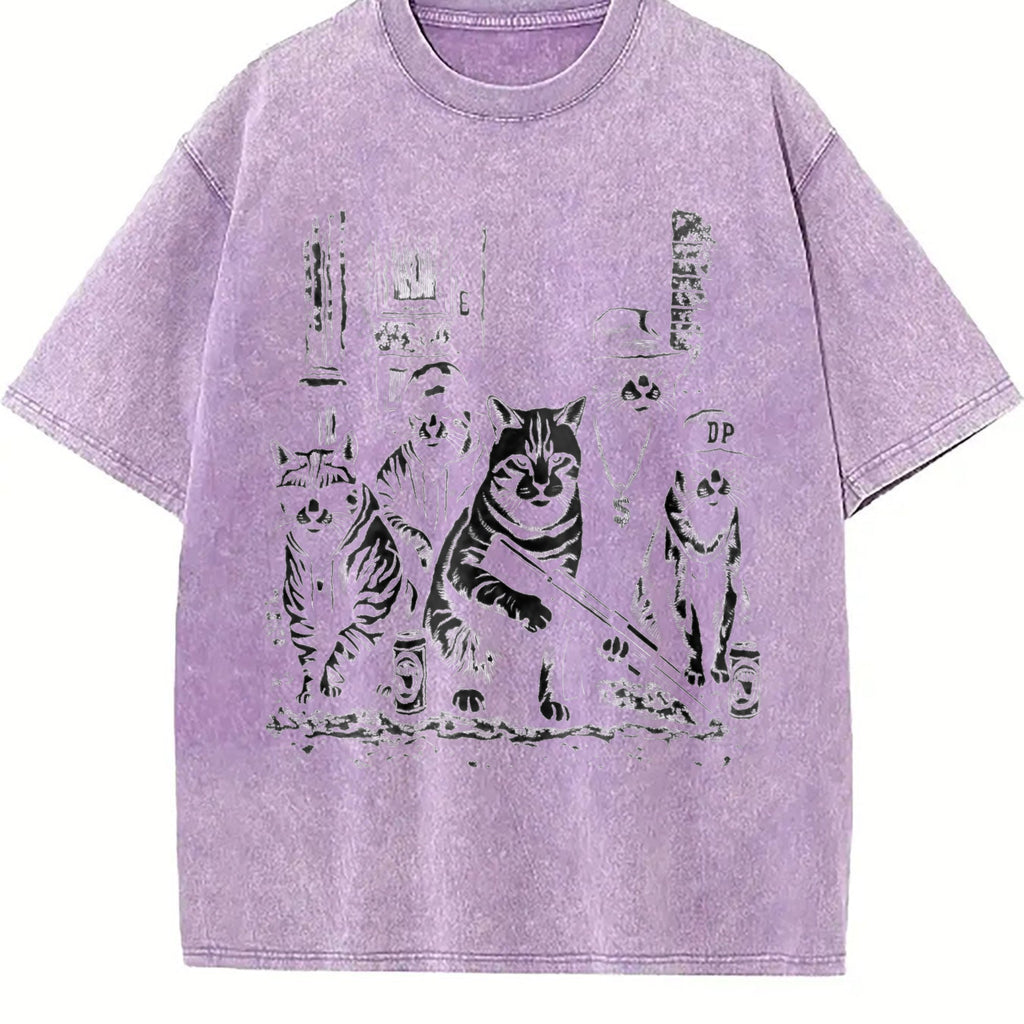 Gangsta Cats Vintage Washed T-Shirt product image 6