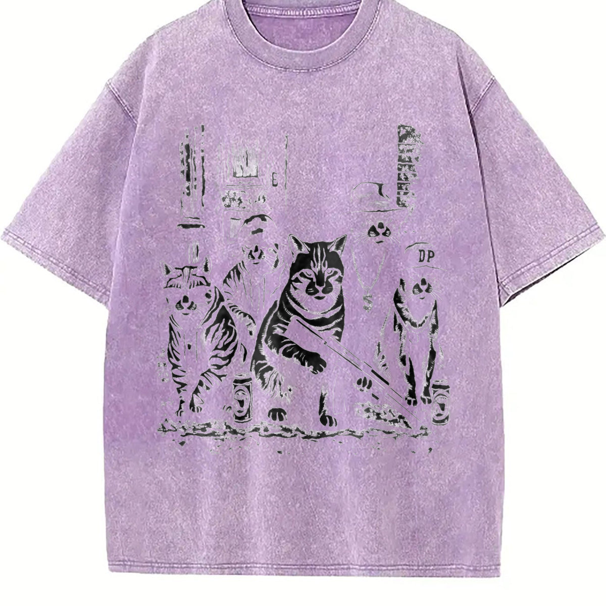 Gangsta Cats Vintage Washed T-Shirt product image 6