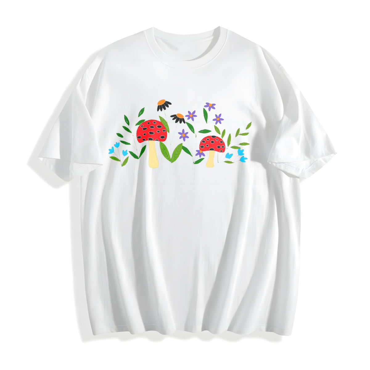 Mushroom Floral Garden Fairy Cotton T-Shirt product image 2