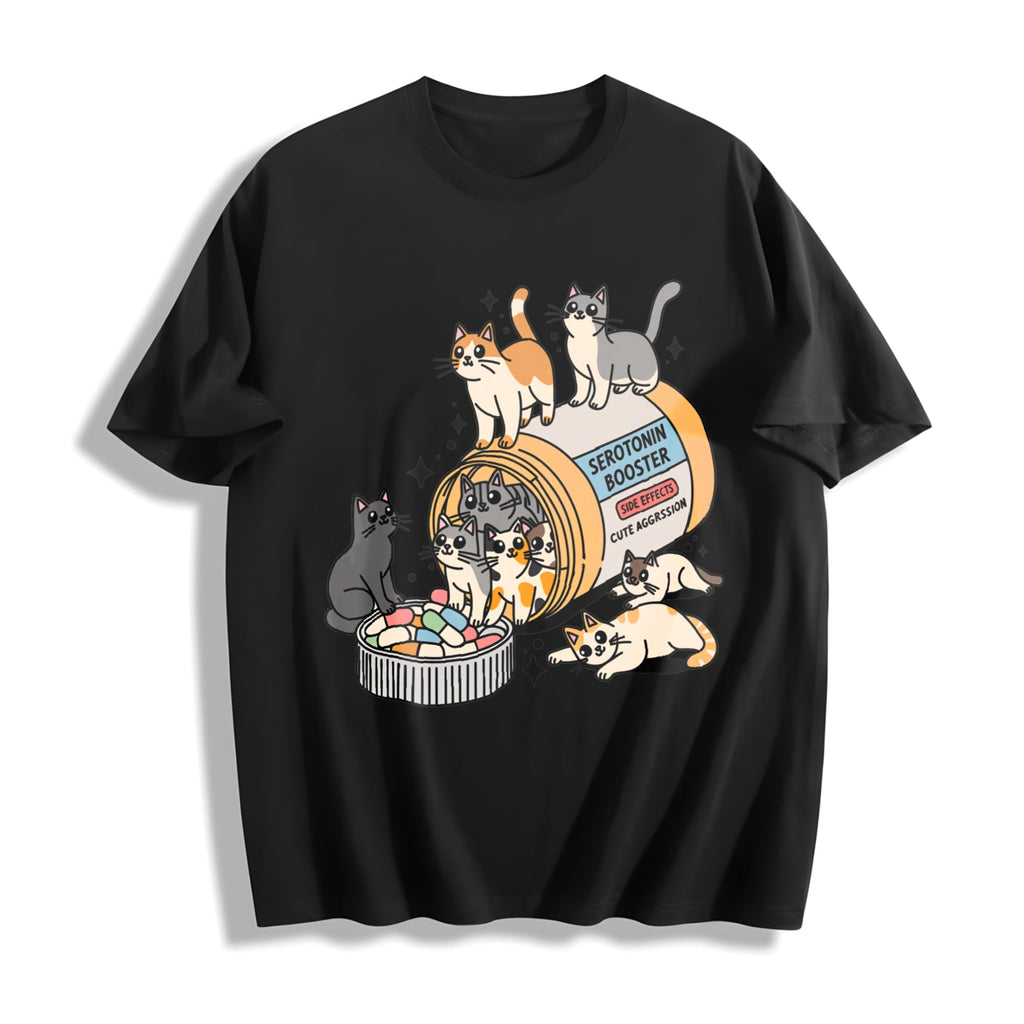 Serotonin Cats Cotton T-Shirt product image 1